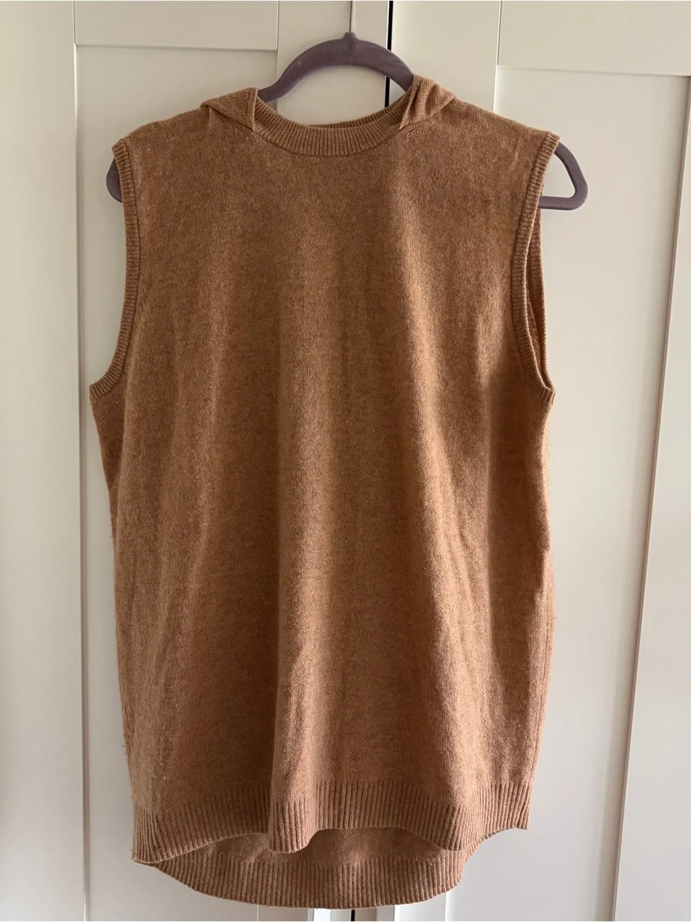 Tibi Featherweight Cashmere Cutout Sleeve Sweater in Camel